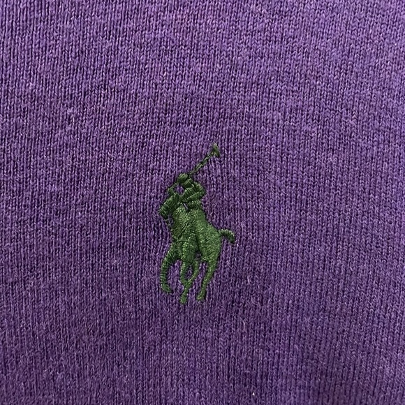 RALPH Lauren - Classic Dark Academia V-Neck 100% Pima Cotton - Purple - Medium - Picture 5 of 10